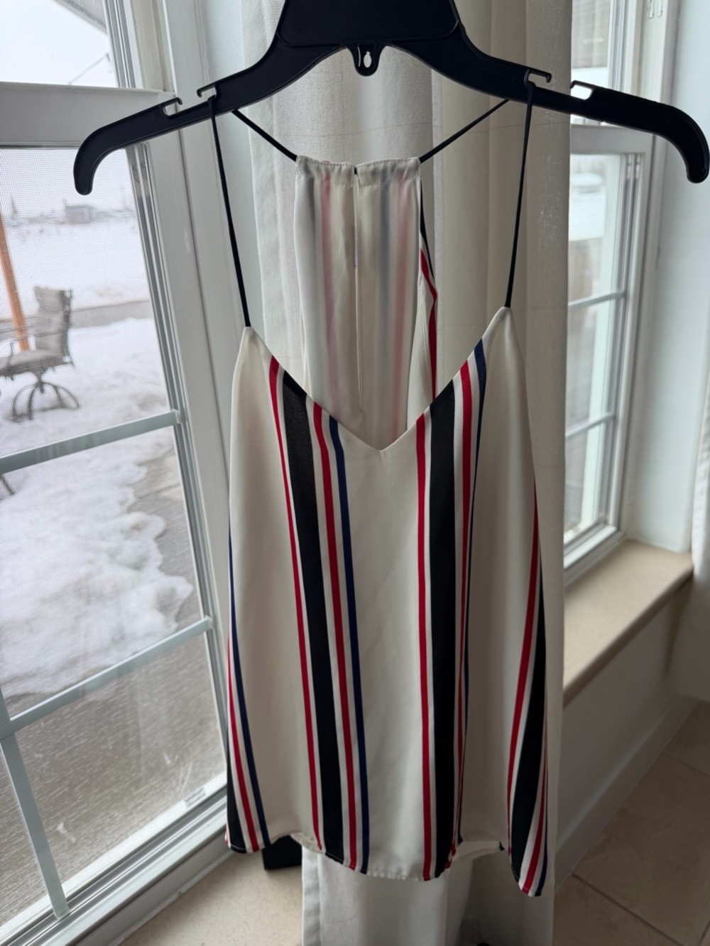Express Cream Striped Cami Tank with Red, Navy & Black Stripes